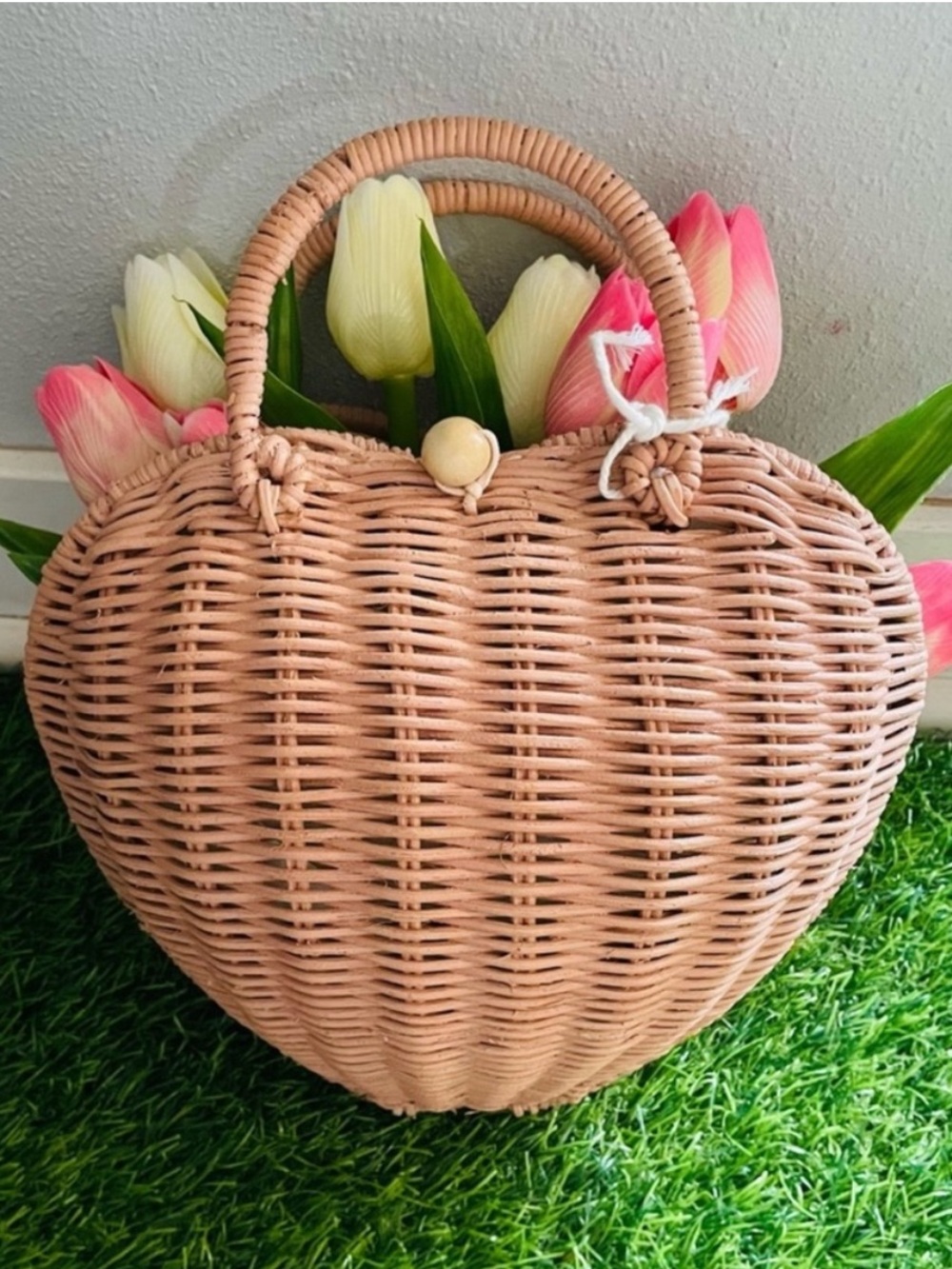 Olli Ella Rattan Luvya heart bag